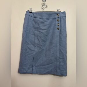 Pendleton Women's Virgin Wool Button Pencil Skirt Blue Size 8 open back Sky Blue